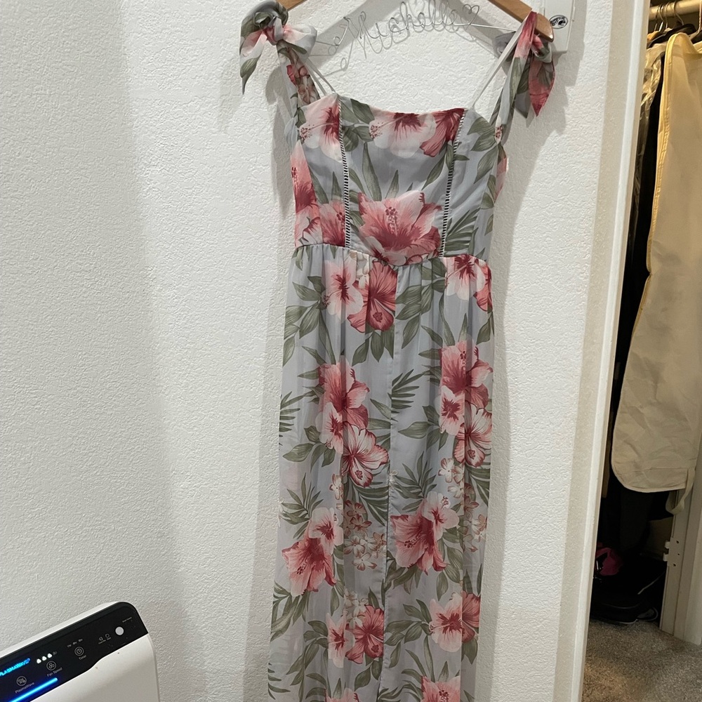 Floral Maxi Dress with Pink and Green Pattern